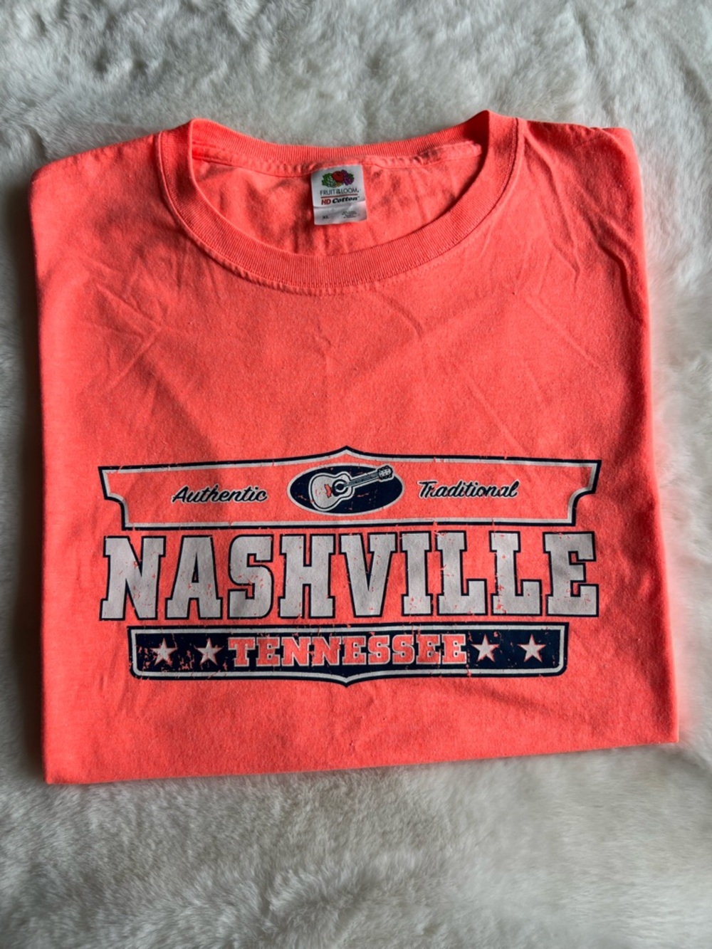 Nashville Tennessee Graphic Tee XL | Coral Music City Shirt Summer